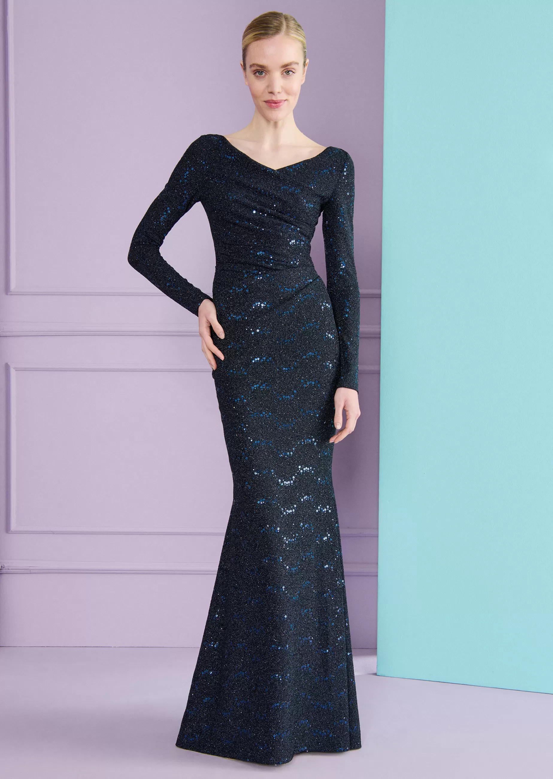 Sale Talbot Runhof Abendkleid Komoe18 Marineblau