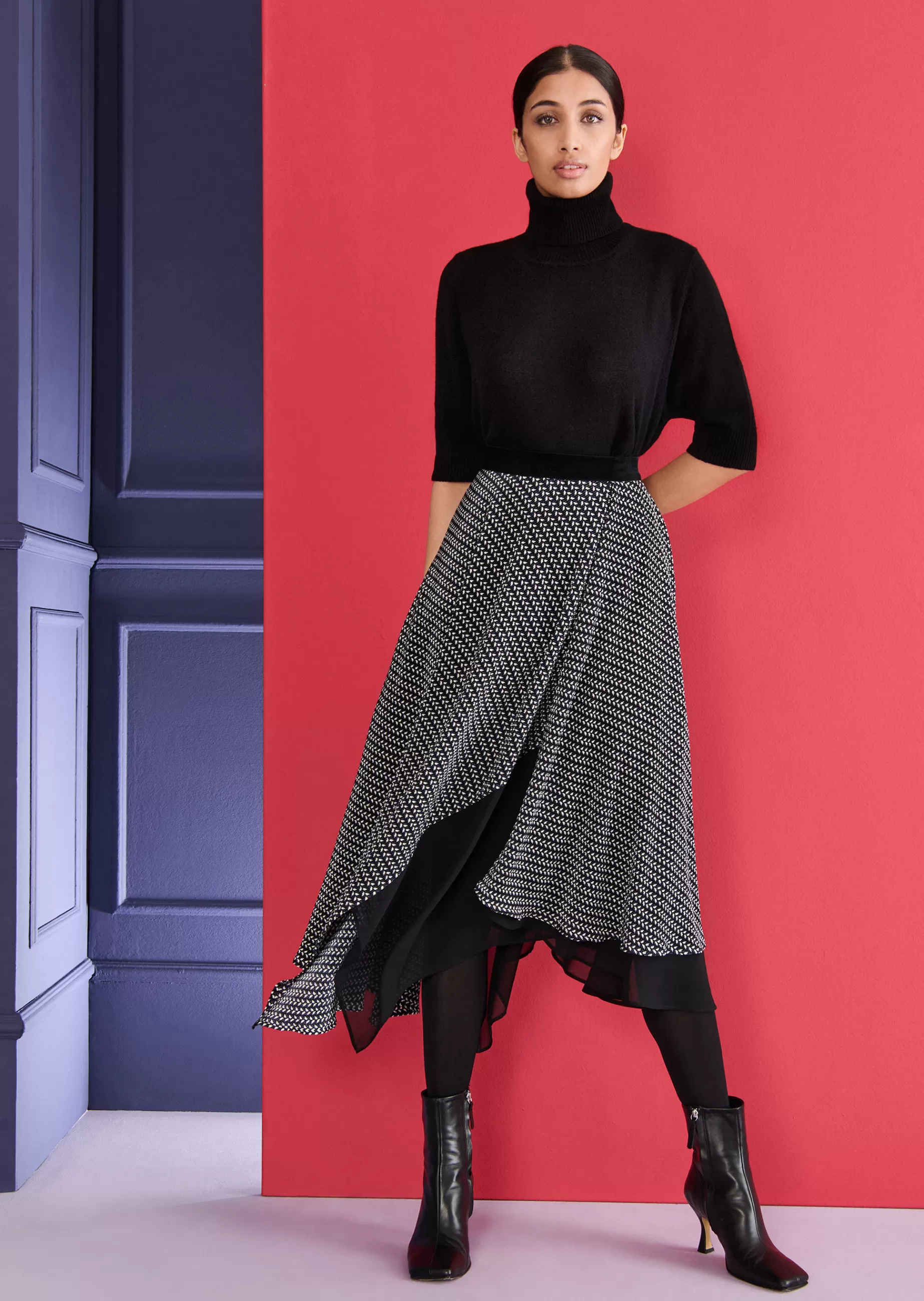 Fashion Talbot Runhof Midirock Melindi1 Nachtblau